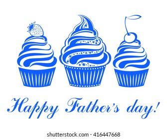 Father's day cupcake. Happy Father's Day card. Vector Illustration 