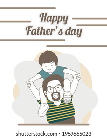 father's day cut characters flat design for background or banner, pastel color, simple lifestyle with daddy