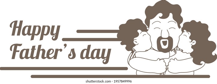 Father's day cute character flat design banner, pastel color, full of love