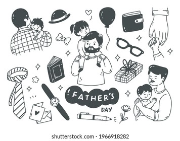 father's day cute doodle set