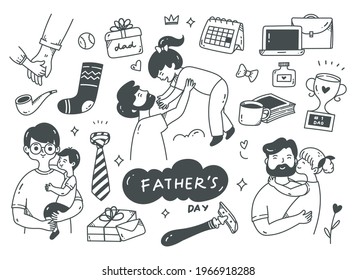 father's day cute doodle set