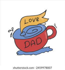 Father's Day Cute Sticker Doodle Illustration