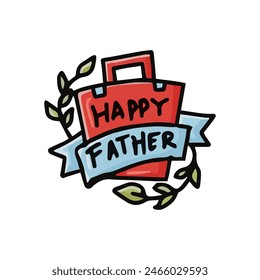 Father's day Cute Sticker Illustration. Design use for postcard, label, sticker and logo.