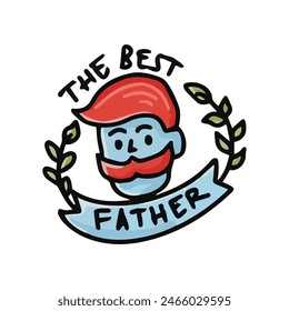 Father's day Cute Sticker Illustration. Design use for postcard, label, sticker and logo.