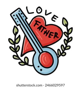 Father's day Cute Sticker Illustration. Design use for postcard, label, sticker and logo.