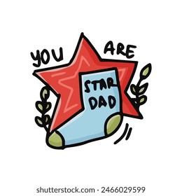 Father's day Cute Sticker Illustration. Design use for postcard, label, sticker and logo.