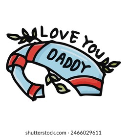 Father's day Cute Sticker Illustration. Design use for postcard, label, sticker and logo.