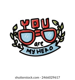 Father's day Cute Sticker Illustration. Design use for postcard, label, sticker and logo.