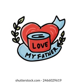 Father's day Cute Sticker Illustration. Design use for postcard, label, sticker and logo.
