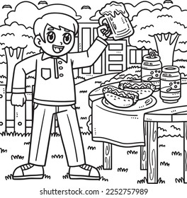 Fathers Day Dad Drinking Beer Coloring Page