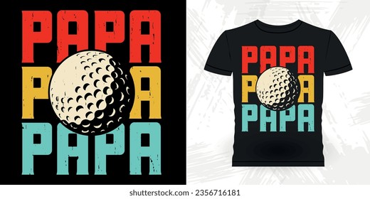 Father's Day Dad Lover Funny Golf players golfer Retro Vintage Golfing T-shirt Design