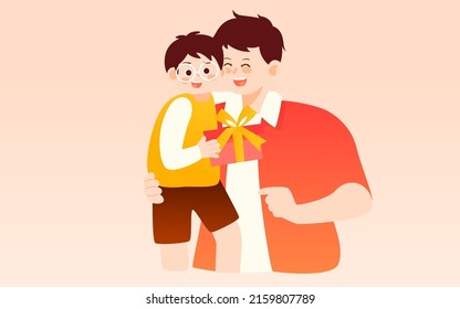 Father's day dad playing with his child, parent-child interaction, vector illustration