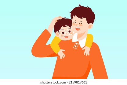 Father's day dad playing with his child, parent-child interaction, vector illustration