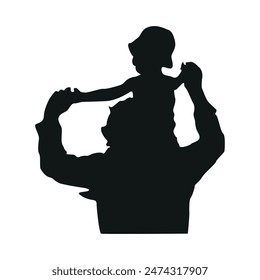 Father's Day Dad silhouette clipart, Hand draw Dad With son Illustration Vector