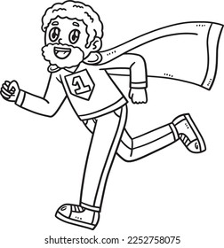 Fathers Day Dad Superhero Isolated Coloring Page