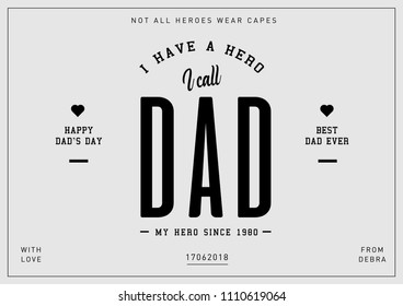 father's day / dad's day greeting card template vector/illustration 