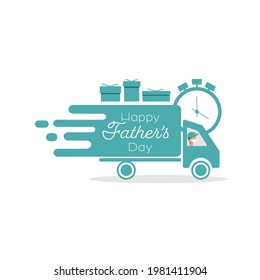 Father's Day delivery. Flat vector illustration.	