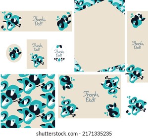 Father's Day Design 03. Design set in contemporary art style. Abstract background with hand-painted pastel spring flowers and trendy typography in dark blue. ―vector Illustration material
Father's day