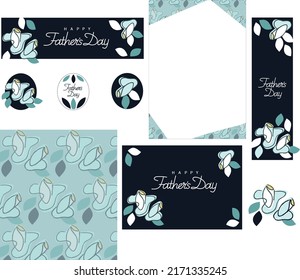 Father's Day Design 04. Design set in contemporary art style. Abstract background with hand-painted pastel spring flowers and trendy typography in dark blue. ―vector Illustration material
Father's day