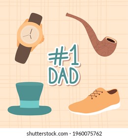 fathers day design with icons around