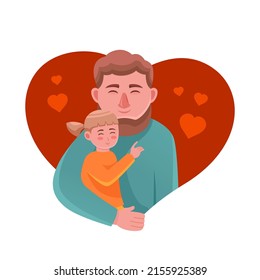 Father's day design illustration with happy father and son background