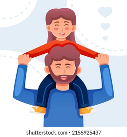 Father's day design illustration with happy father and son background