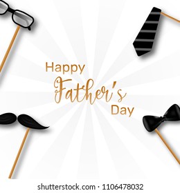 Father's day design and illustration with spectacles, mustache and bow tie prop. Vector template design for father's day.