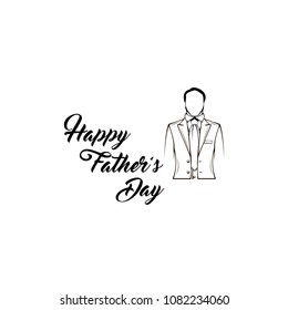 Fathers day design. Necktie, costume, classic tuxedo, jacket. Happy Fathers day text. Dad greeting. greeting card. Vector illustration.