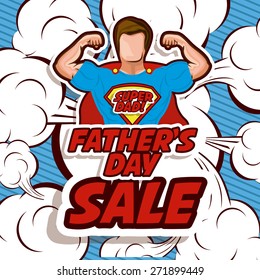 Fathers day design over blue background, vector illustration