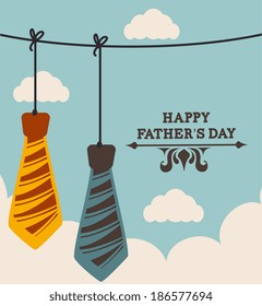 Fathers day design over cloudscape background, vector illustration