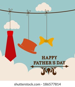 Fathers day design over cloudscape background, vector illustration
