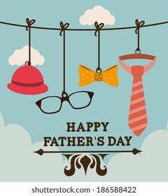 Fathers day design over cloudscape background, vector illustration