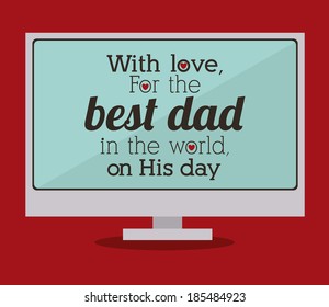 Fathers day design over red background, vector illustration