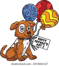 Fathers Day Dog with Balloons Cartoon Clipart