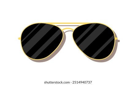 Fathers day element. Black sunglasses. Stylish element of clothing and accessory. Parenthood and fatherhood. Poster or banner. Flat vector illustration isolated on white background