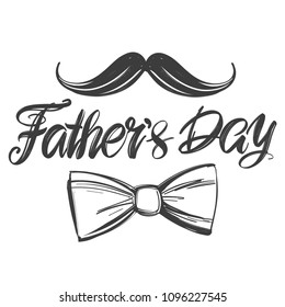 fathers day, family celebration, calligraphic text, emblem sign, hand drawn vector illustration sketch
