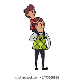 fathers day family celebration, father with son cartoon vector illustration graphic design