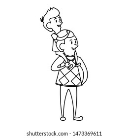 fathers day family celebration, father with son cartoon vector illustration graphic design
