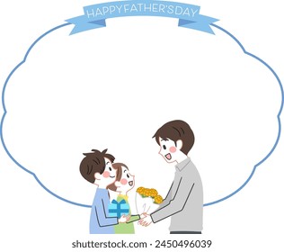 Father's Day Father and children frame illustration