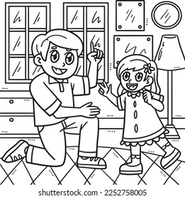 Fathers Day Father and Daughter Coloring Page 