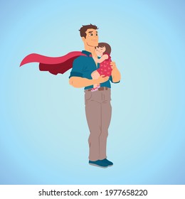 Fathers day, father and daughter, dad with a super hero cape