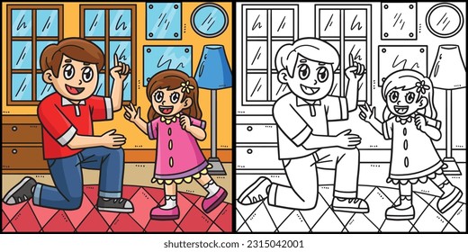 Fathers Day Father and Daughter Illustration