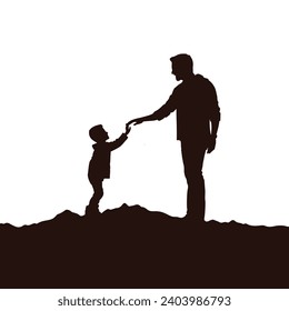 fathers Day with father and kids , boy illustration