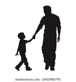 fathers Day with father and kids , boy illustration