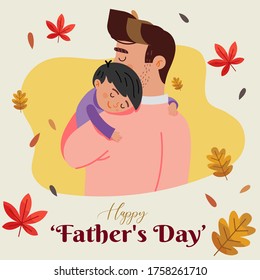 Father's Day flat design, art Dad and son, father and child, vector illustration