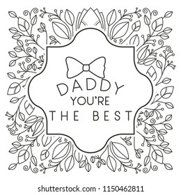 fathers day frame with leafs and bowntie