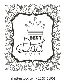 fathers day frame with leafs and crown