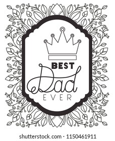 fathers day frame with leafs and crown