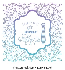 fathers day frame with leafs and elegant necktie