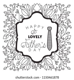 fathers day frame with leafs and elegant necktie